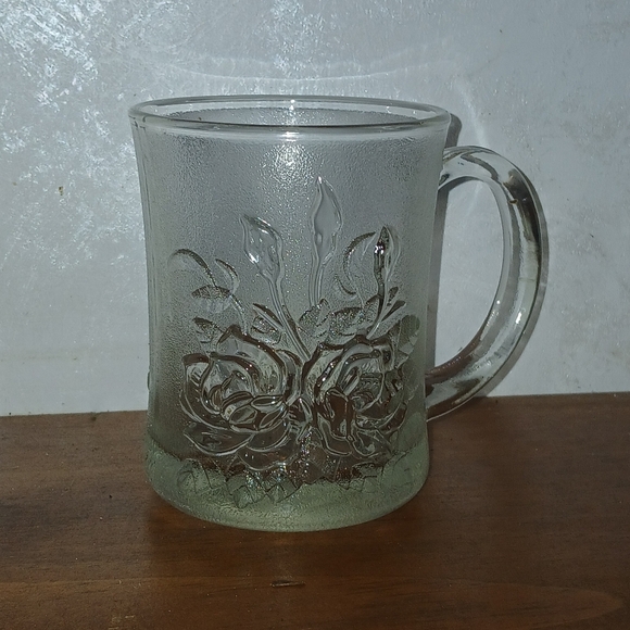Pasari Crystal Livia Clear Glass Cups Mugs Indonesia Rose Frosted Edge F… - Picture 4 of 9